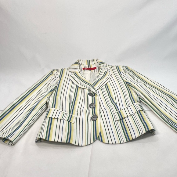 Ann Klein Vintage Striped Button Blazer Size S - Picture 2 of 10